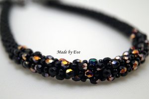 Glossy necklace with polish fire beads