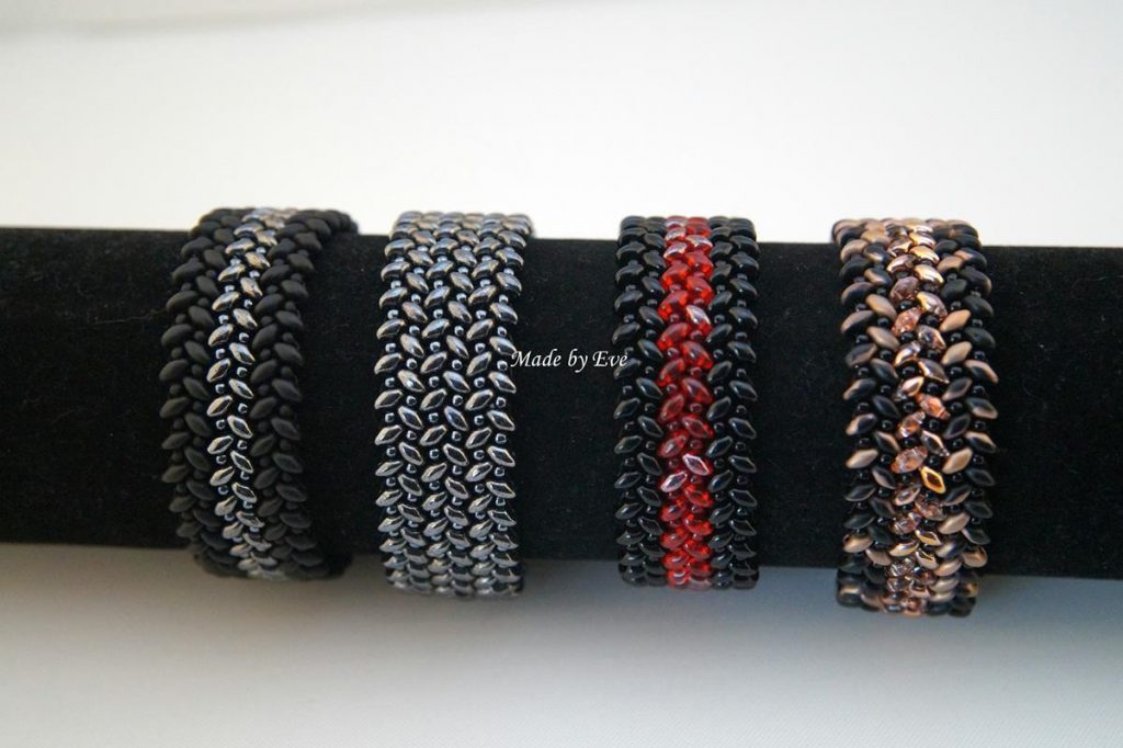 series of bracelets with superduo beads
